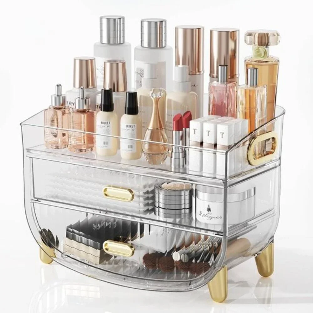 New Clear Makeup Organizer with Drawers, Stylish Vanity & Room Counter Storage